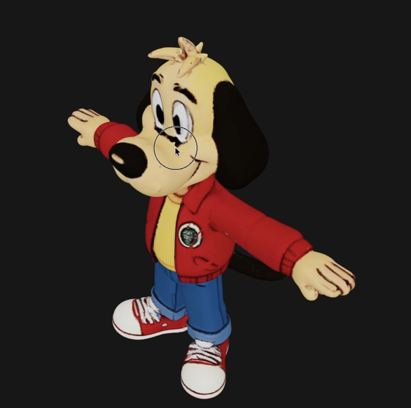 Cartoon 3D character with open arms, ideal for showing texture corrections
